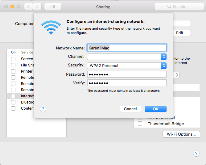 how to share wifi password to mac